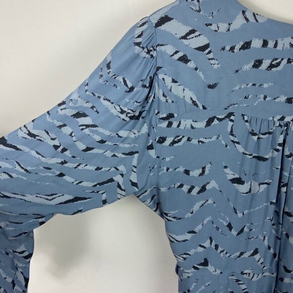 Parker Silk Long Sleeve Ruffle Mini Dress Size 18 Arctic Tiger Print Summer Boho - Picture 8 of 15